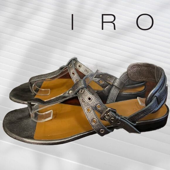 IRO Sedioz Metallic Grey Sandals 38 - Picture 1 of 5